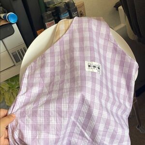 Purple and Tan Plaid Tote Bag